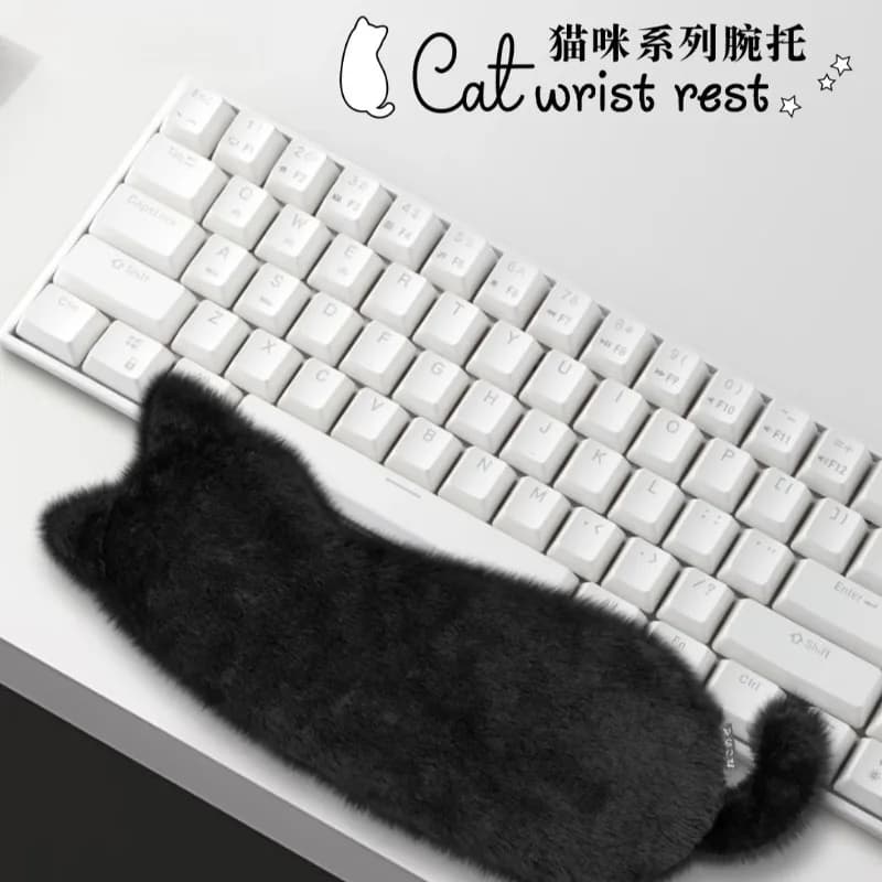 Poggiapolsi a tema gatto di peluche Tappetino da polso per tastiera carino personalizzato Accessori per tastiera da gioco per ufficio antistress in silicone antiscivolo