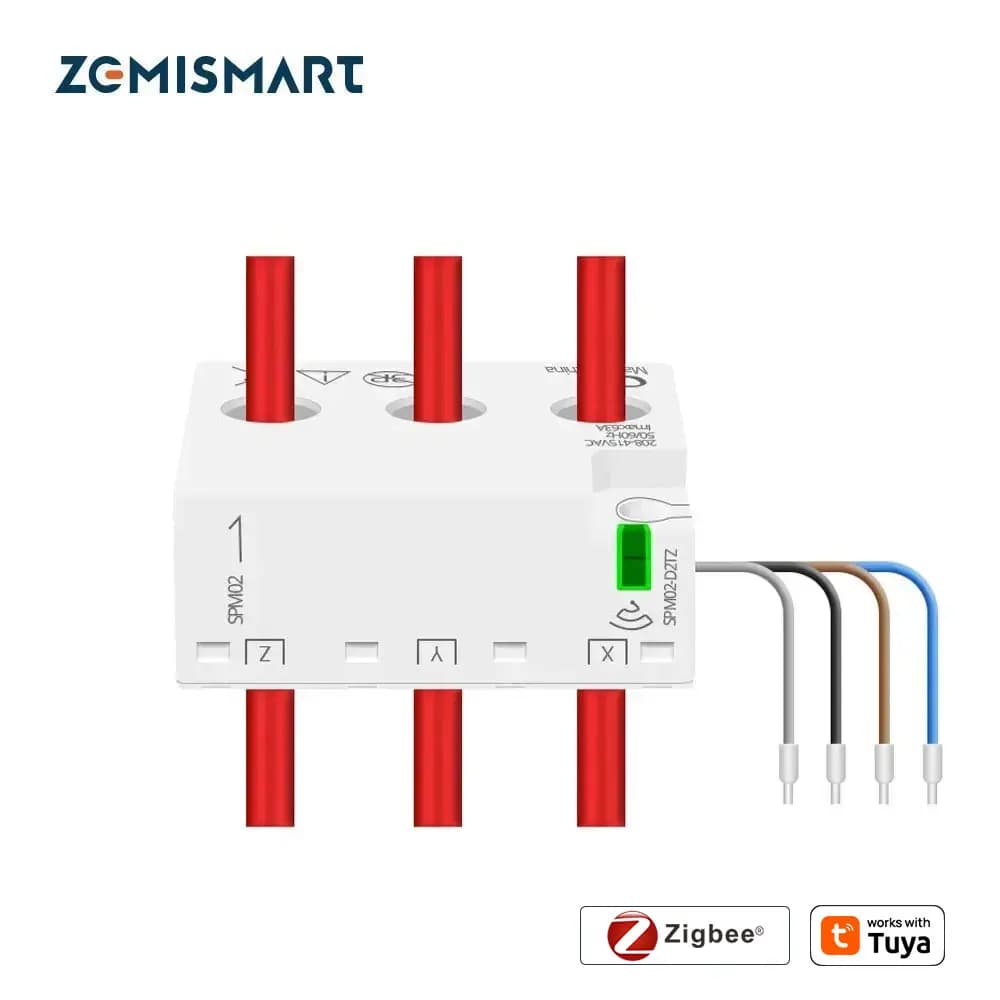 Zemismart Zigbee Smart Energy Meter 3 Phase 4 Wire Power Monitor Sensor 208V 415V Work with Tuya Supports Home Assistant via Z2M