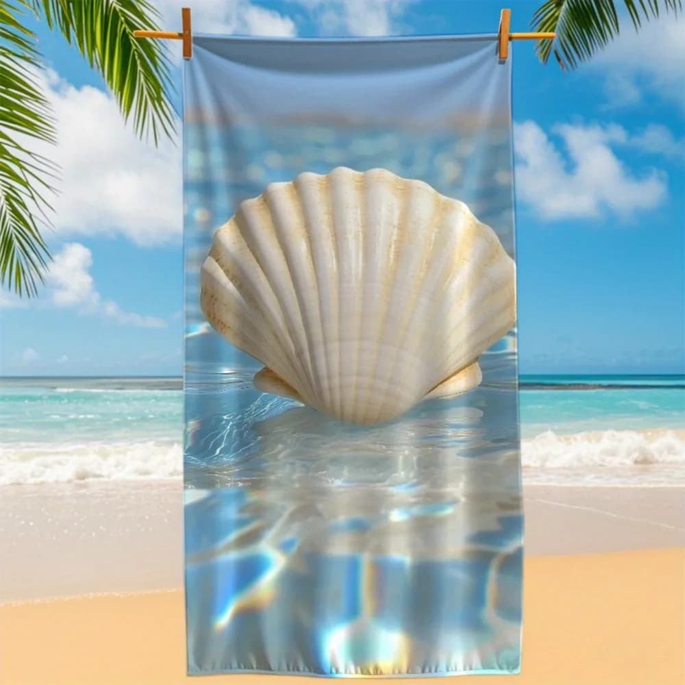 Asciugamano con motivo a conchiglie di capesante, protezione solare e antivento, adatto per piscina, campeggio, viaggi, coperta da viaggio