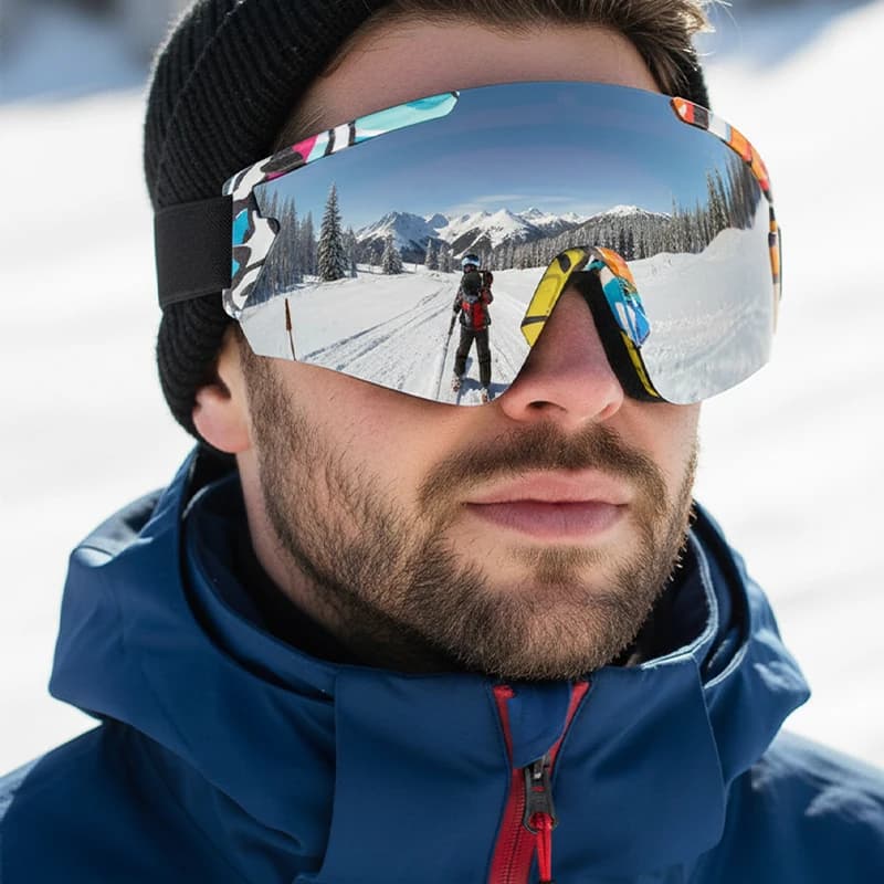 Eleganti occhiali da sci oversize | Protezione UV al 100%, antiappannamento e antiriflesso | Adatto per escursioni, sci e ciclismo all'aperto |