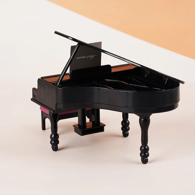 1:12 Pianoforte in miniatura per casa delle bambole con sgabello Sedia per strumenti Modello Mobili per soggiorno Decorazione Accessori per casa delle bambole giocattolo