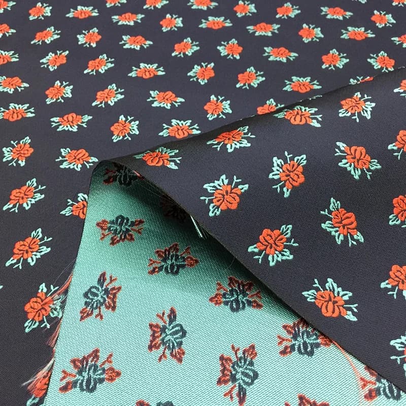Yarn-dyed Jacquard Fabric Fashion Small Floral Polyester Windbreaker Fabric Dress Suit High-end Cloth Per Meter