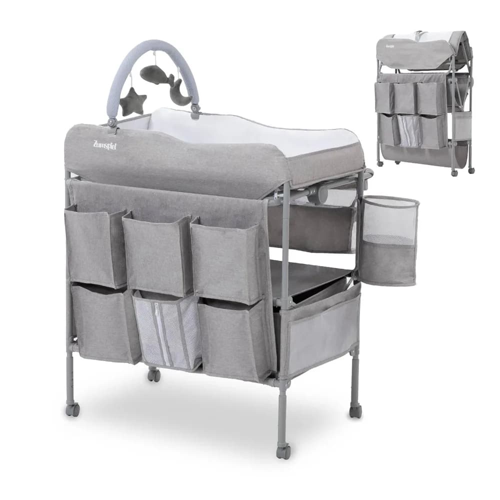 Fasciatoio portatile pieghevole per bambini con cestino per rifiuti Cassetti per stazione pannolini impermeabili ad altezza regolabile per neonato