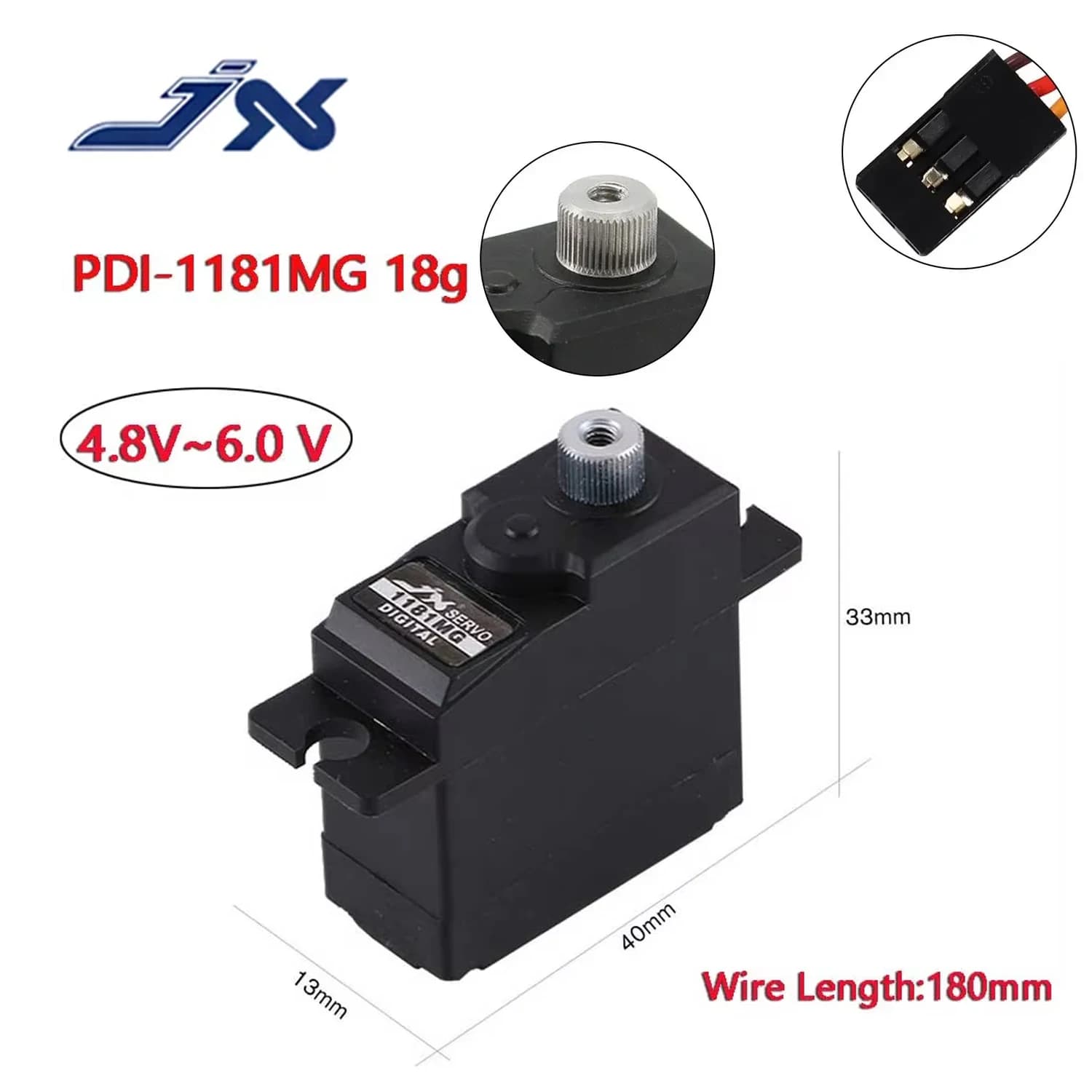 Servo Digitale JX PDI-1181MG con Ingranaggi in Metallo 18g 3.5KG per Auto RC WLtoys 144001 WPL B1/16 B24 C14 C24, Parti per Elicotteri e Aerei