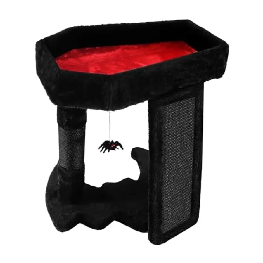 Torre Tiragraffi Gotica per Gatti con Cuccia a Forma di Bara per Gatti da Interno, Tiragraffi Gotico per Gatti Spaventosi di Halloween con Tiragraffi in Sisal