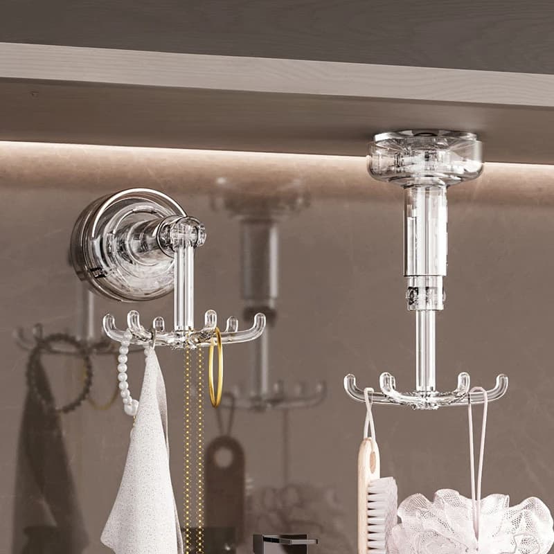 Household Six Claw Rotating Suction Cup Hook, No Punching, Multifunctional Headband Jewelry Storage, Wall Mounted Storage Rack