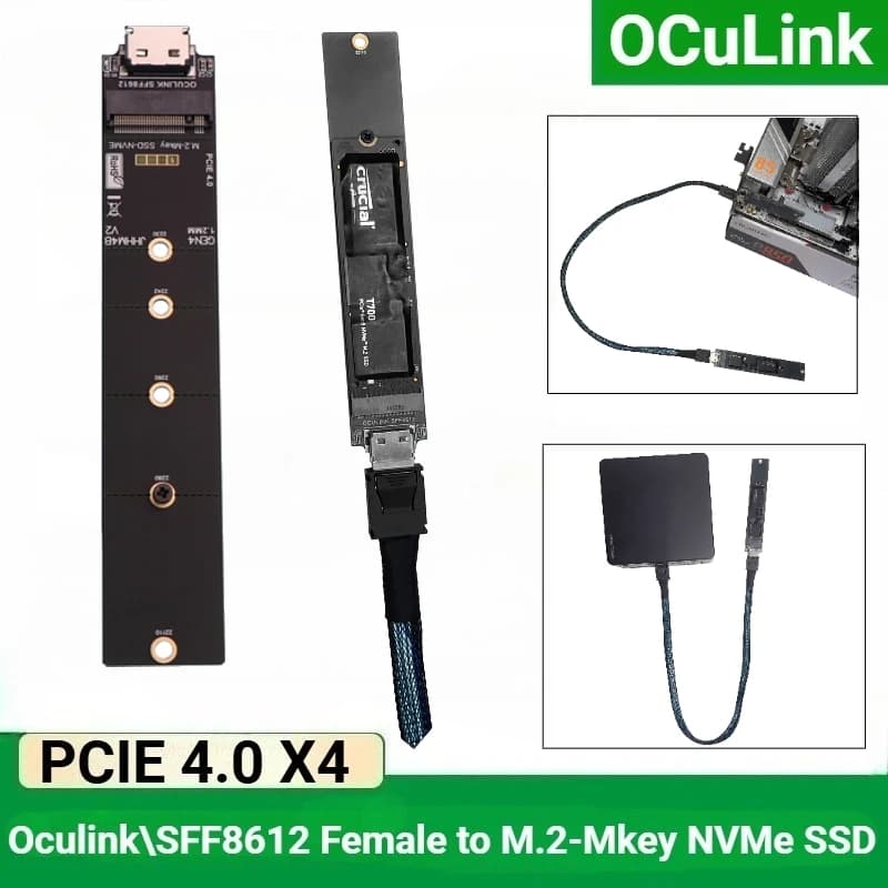 Cavo di prolunga esterno da M.2 a Oculink per PC desktop portatile M.2 M-key NVME a SFF-8612 SSD PCIe 4.0 X4 Gen4 Adattatore scheda riser