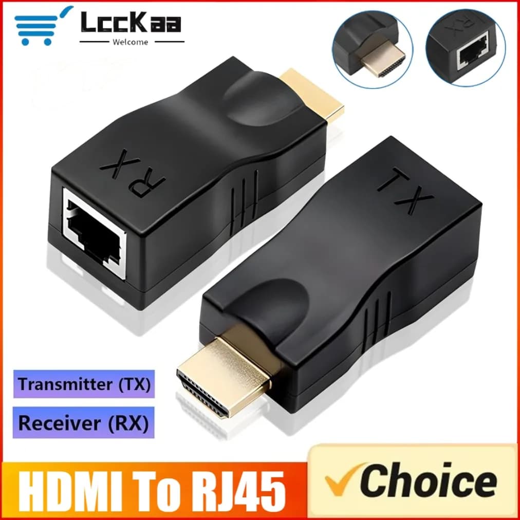 Extender Video HDMI a RJ45 4K 1080P, Porte RJ45, Rete fino a 30M, Compatibile HDMI su Cavo Extender LAN CAT5e/6 UTP