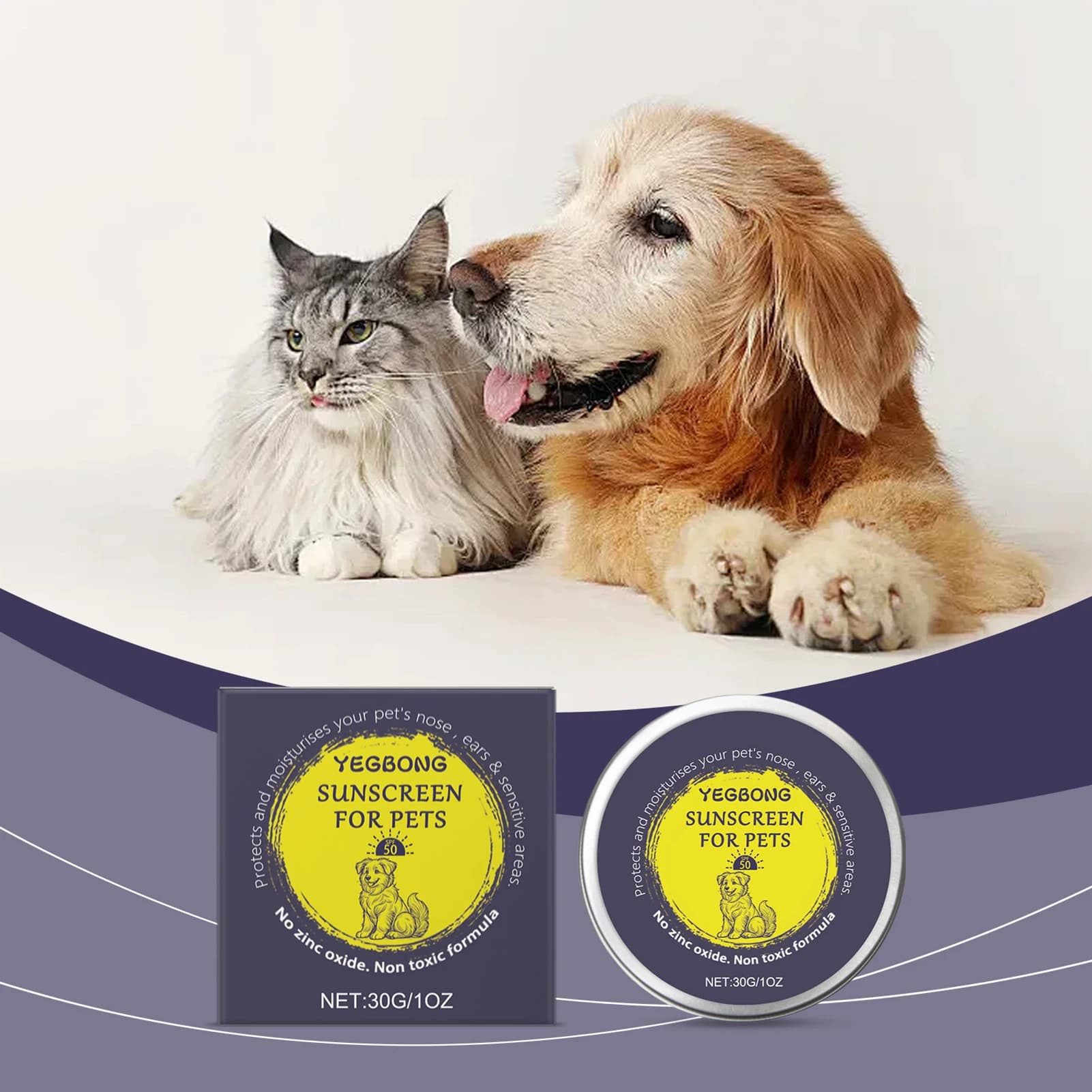 Balsamo Solare per Animali Domestici 30g, Formula Non Tossica, Crema Solare per Cani, Gatti, Cavalli e Altri Animali