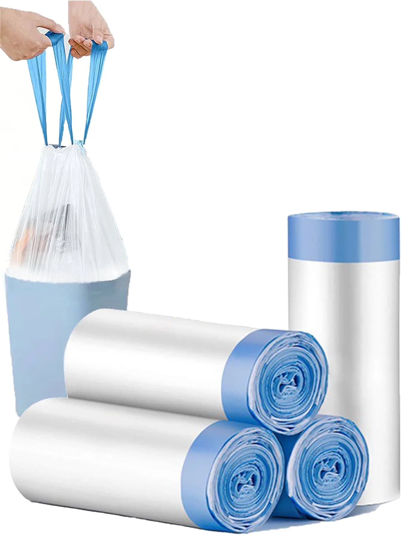 150 sacchetti per la spazzatura con coulisse per cucina, bagno, camera da letto, sacchetti per la spazzatura ispessiti e inodore, sacchetti per la spazzatura usa e getta, sacchetti per la spazzatura, prodotti per la pulizia, uso aziendale, adatti per cucina, soggiorno, bagno, ufficio e hotel
