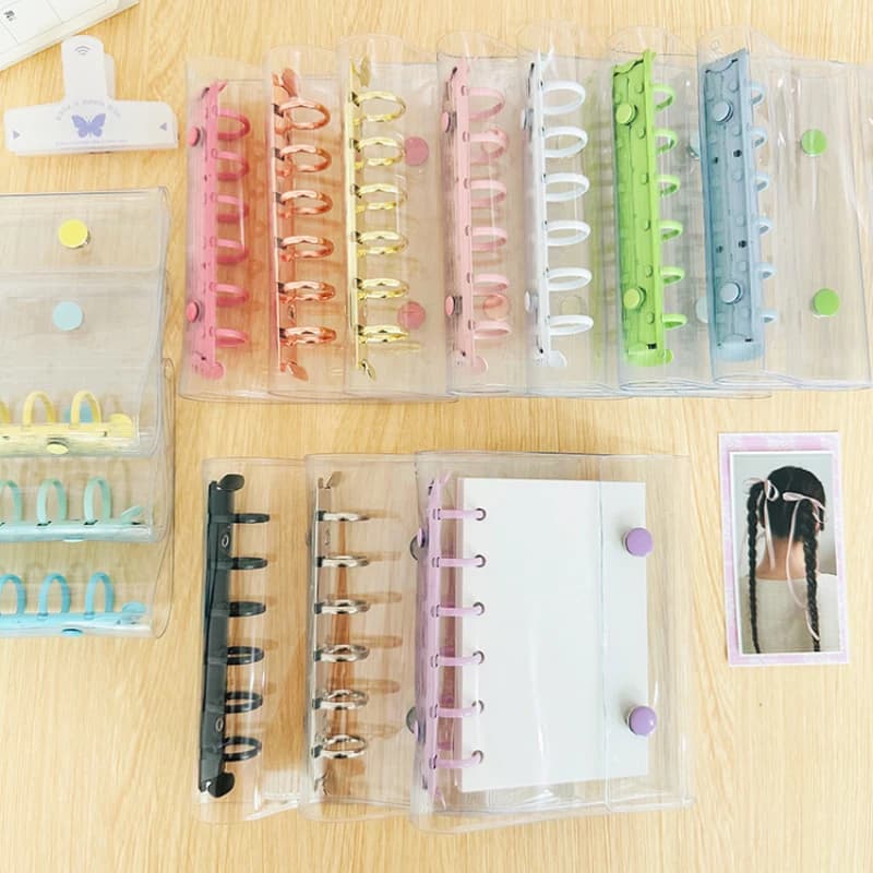 A7 Double Botton Colorful Transparent PVC Soft Cover Binder Cover Journal Sketchbook Accessories Diary Office Supplies