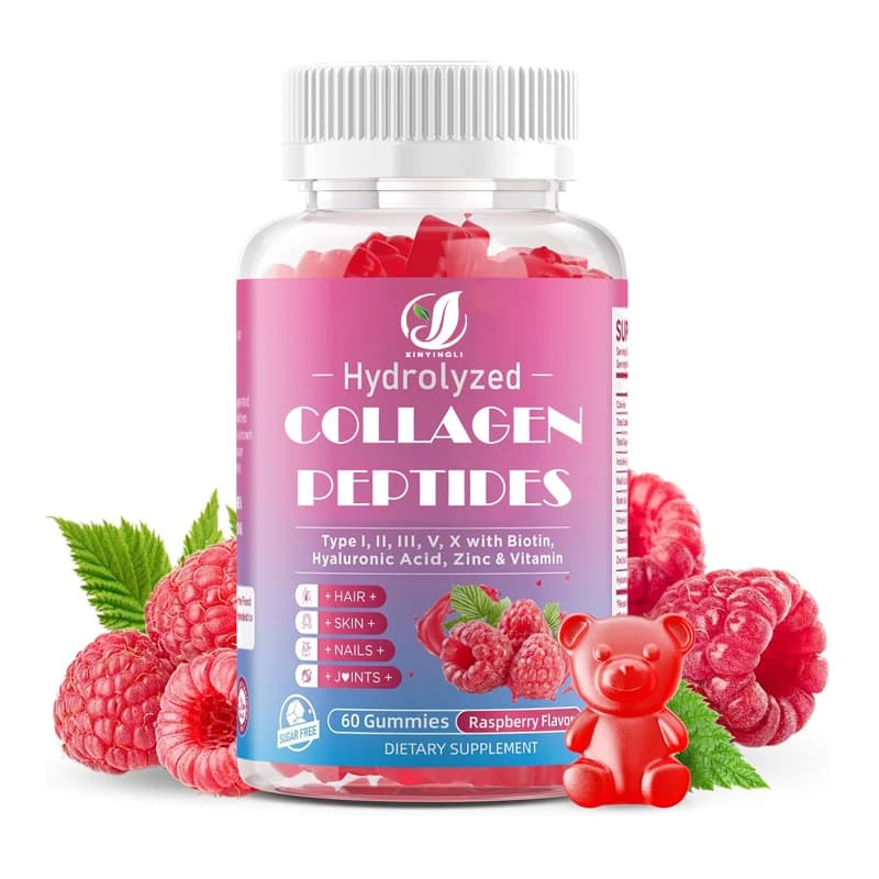 Gommose di Collagene per Uomo e Donna, Tipi I, II, III, V con Vitamina C e D, Integratori per Pelle e Capelli