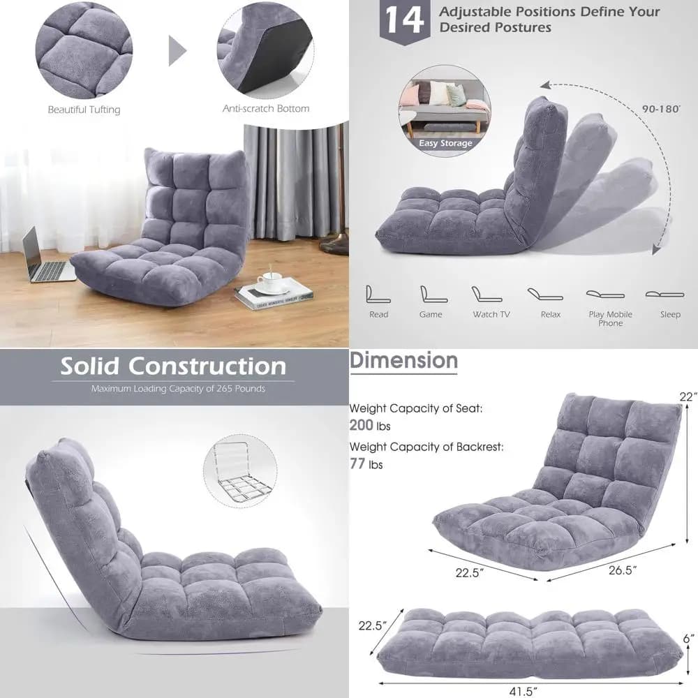 Sedia Ergonomica da Gaming con Supporto Lombare Regolabile, Telaio in Acciaio, Adatta per Salotto, Lettura e Soggiorno, Grigia