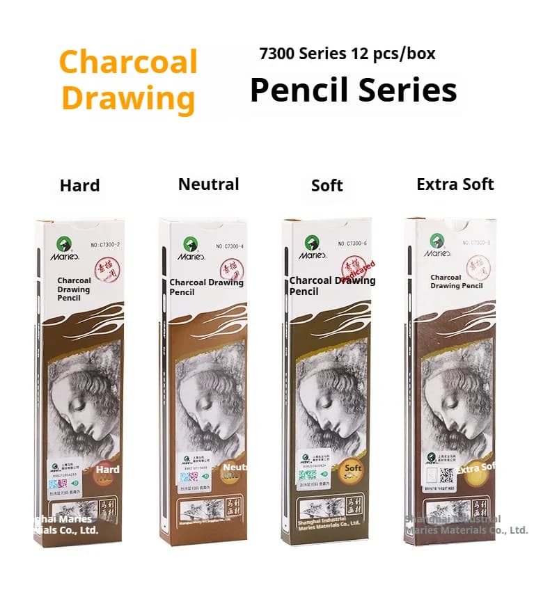 Marie's 12pcs Charcoal Pencils,Extra Soft/Soft/Medium Art Graphite Pencils Set for Drawing,Sketching,Shading,forArtists,Adults