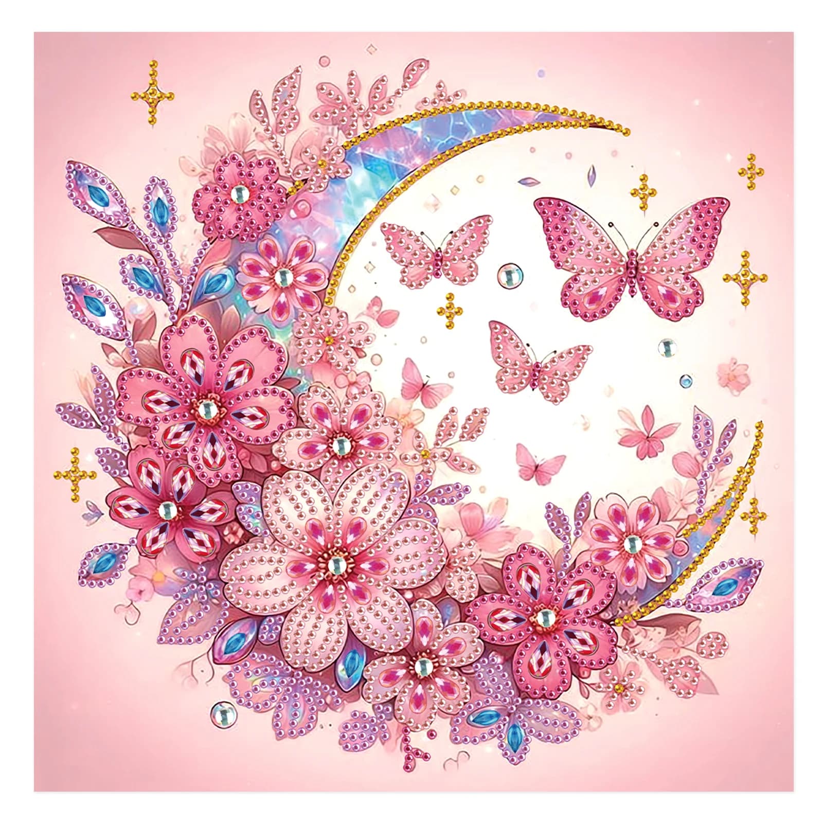 Kit di pittura artistica con diamanti per adulti, luna fai da te a forma speciale con diamanti in cristallo, pittura artistica con diamanti parziali per la decorazione della parete di casa