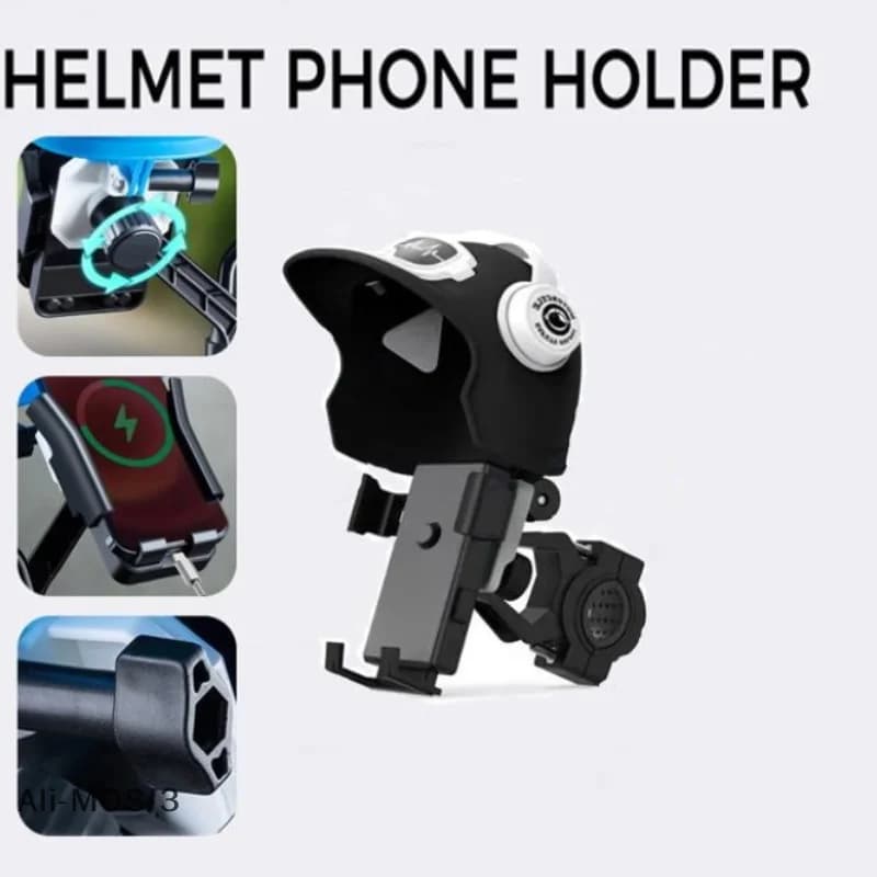 【S】Supporto per telefono per moto con mini copertura per casco, supporto per navigazione parasole impermeabile per scooter elettrico per bici