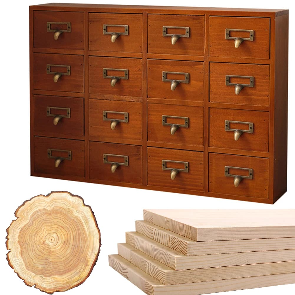 Organizzatore per Cassetti da Scrivania con 16 Cassetti, Mobiletto Farmacia Tradizionale Multifunzione in Legno Rustico per Piano di Lavoro