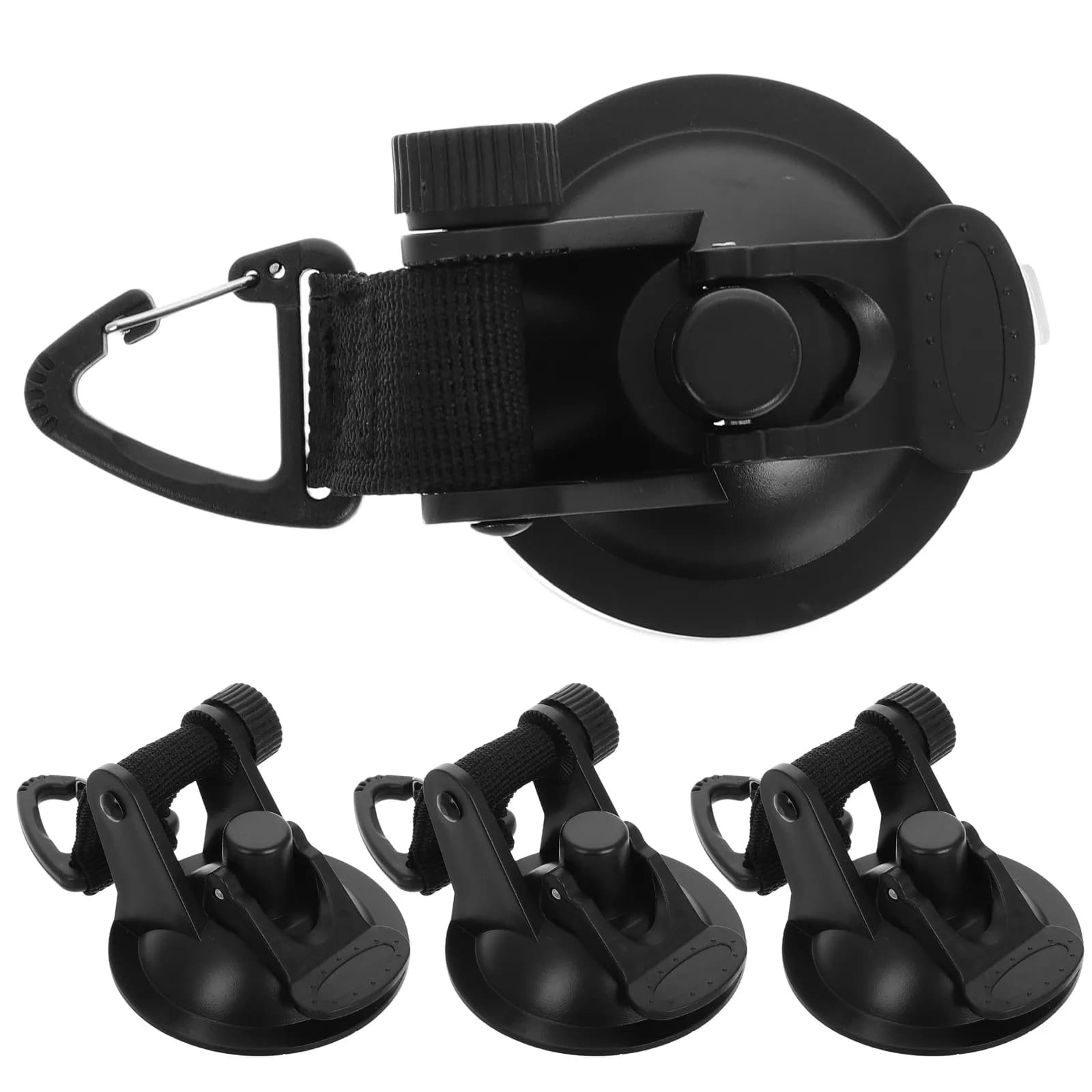 4 Pezzi Ganci a Ventosa Resistenti per Tenda da Auto, Ganci di Ancoraggio Portatili per Campeggio, Viaggi, Roulotte, Nero