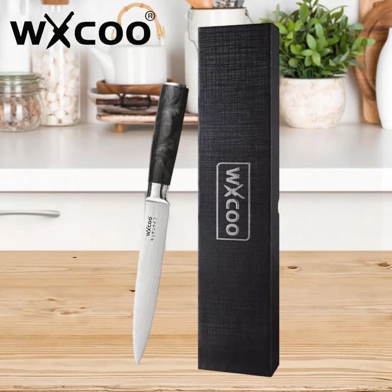 WXCOO Kitchen mannaia Damask laser knife Barbecue Chef Peeling Cutting tool Kitchen knives for fruit meat