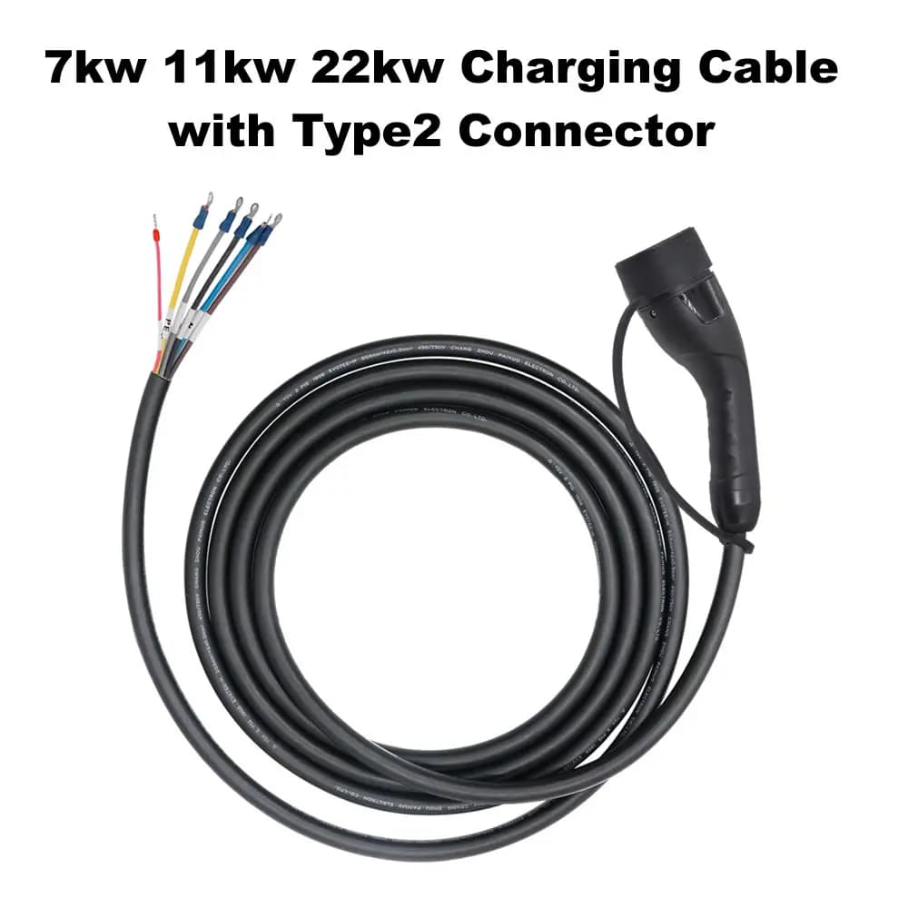 JIGU 7kw/11kw/22KW EV Charger Plug Electric Car Charging Cable Type 2 IEC62196-2 Connector Line Cable for Car Charging Station