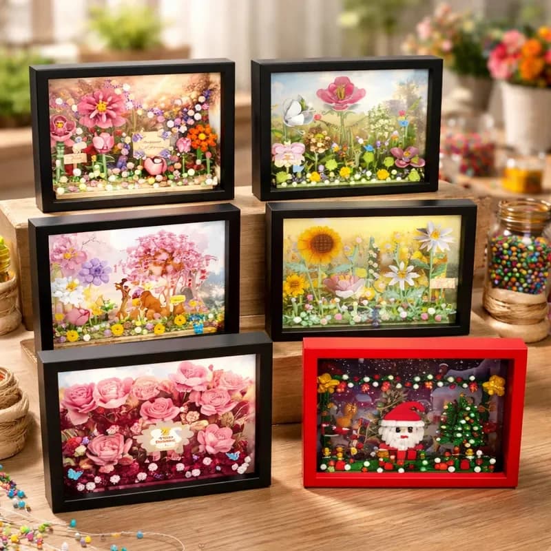 Set di Blocchi da Costruzione MOC Creative Flower 3D, Puzzle Floreale Fai-da-Te con Base, Decorazione da Parete e Scrivania, Regalo per Ragazze e Bambini