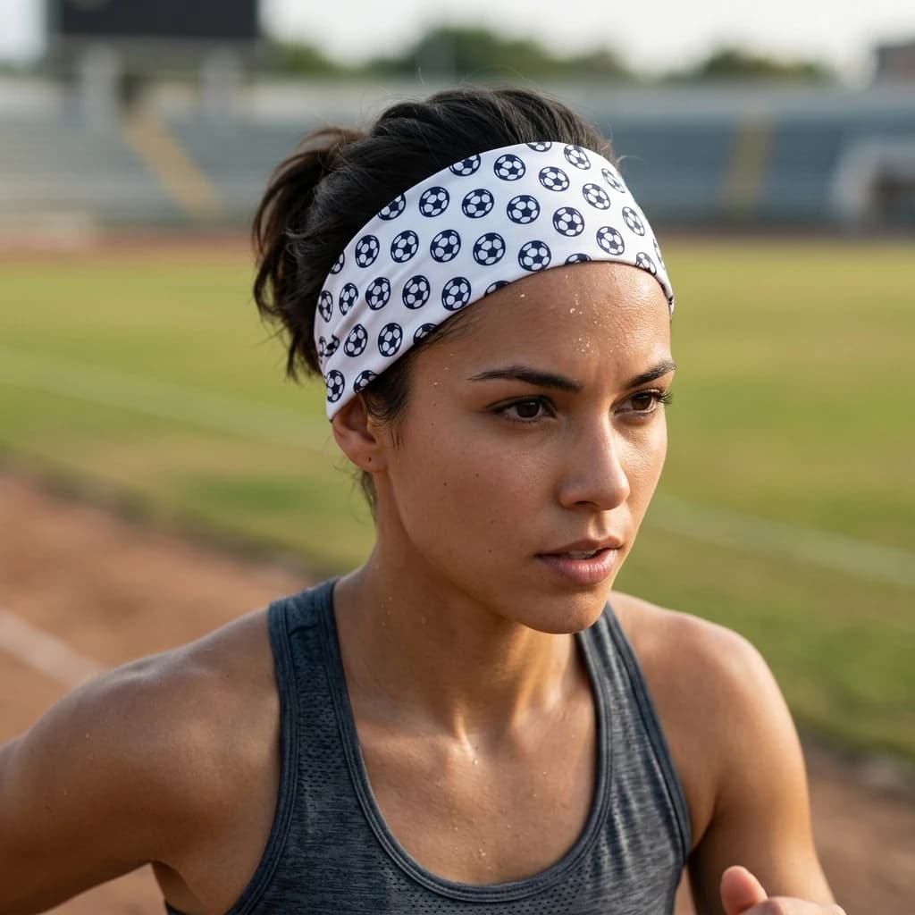 Fascia elastica sportiva che assorbe il sudore, fascia per capelli con stampa da calcio e pallavolo