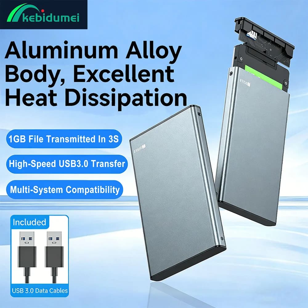 Kebidumei USB 3.0 a 2,5 pollici - Case per disco rigido SATA HDD SSD, Box esterno in alluminio da 5 Gbps per PC e Laptop
