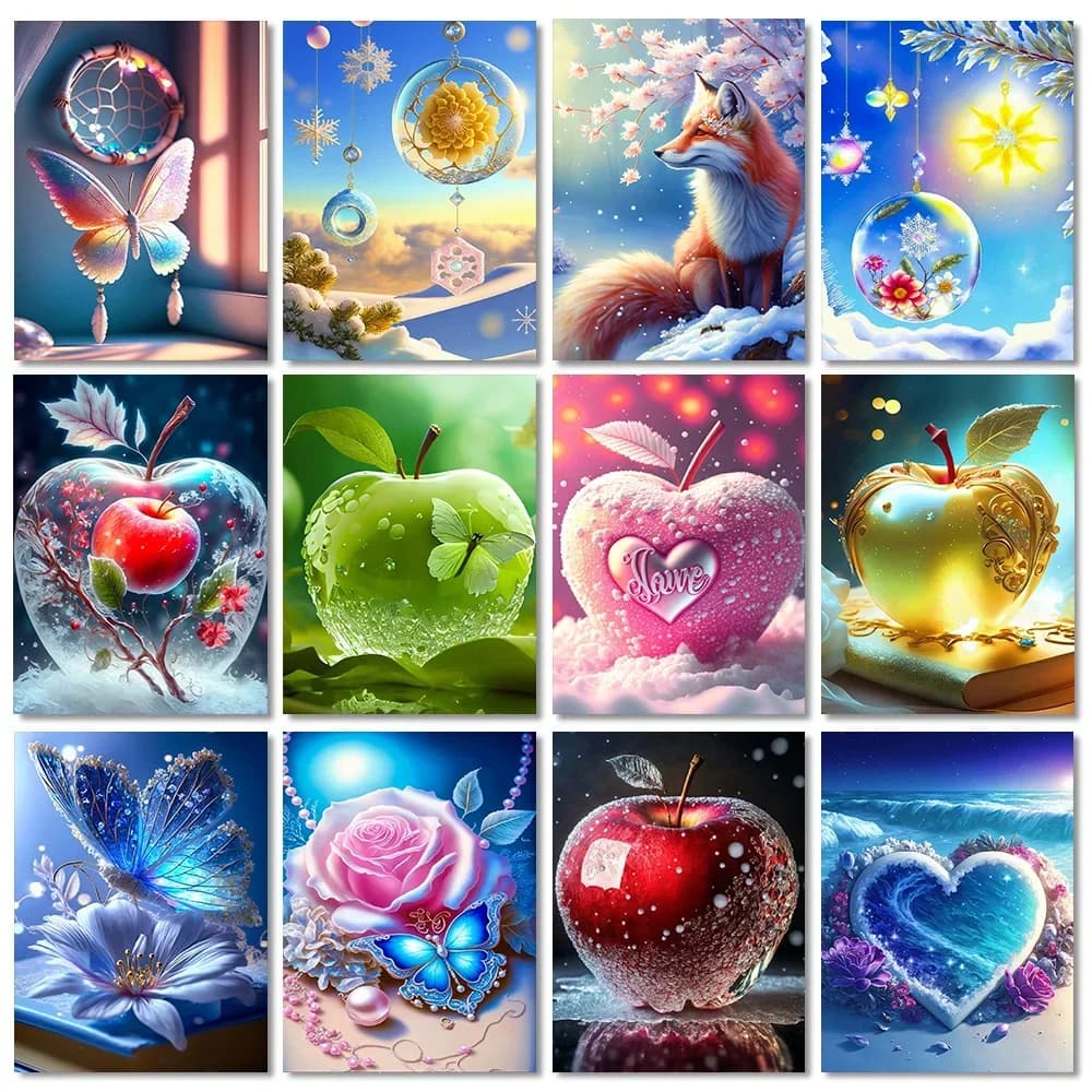 5D DIY Diamond Painting Dream Crystal Apple Full Diamond Mosaic Embroidery Coastal Landscape Cross Stitch Art Home Decoration