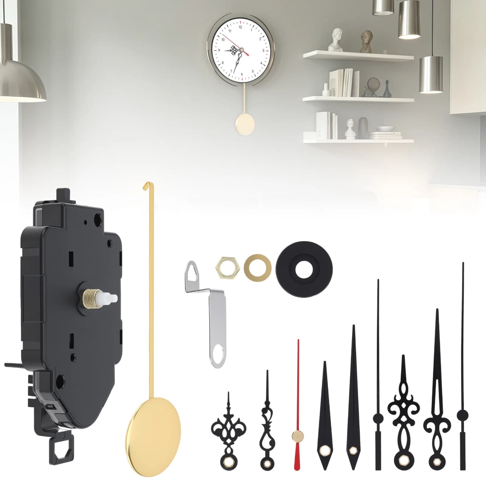 13mm Shaft 5.5mm Thread Length DIY Repair Quartz Pendulum Clock Movement Pendulum Clock Mechanism Kit Replacement