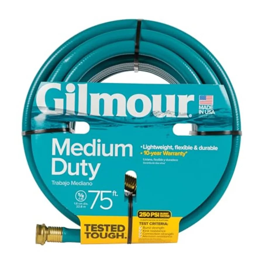 Medium Duty 5/8" x 75' Garden Hose, Flexible and Kink Resistant Outdoor Hose