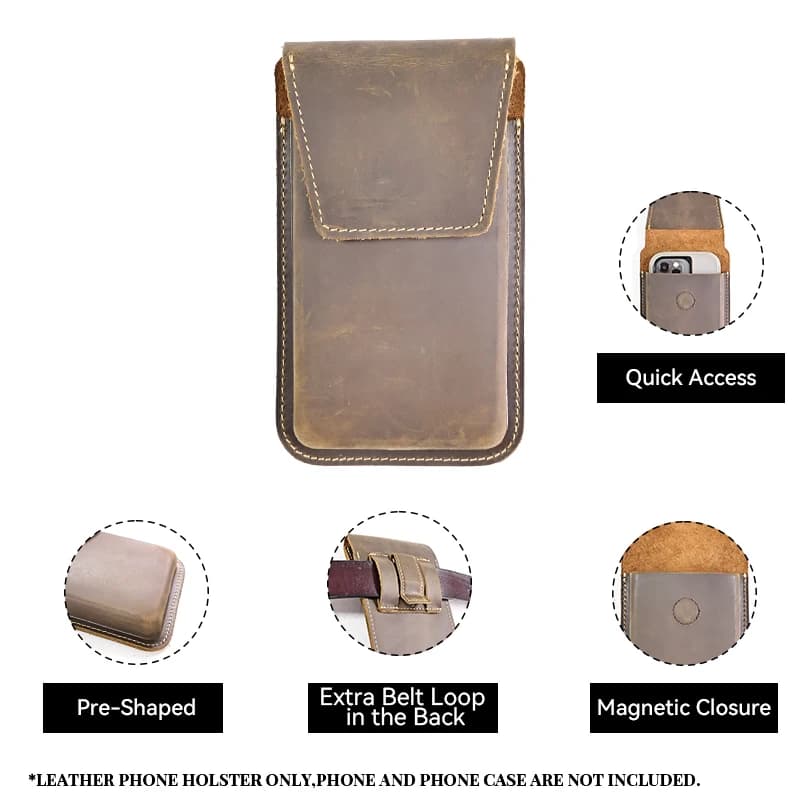 RIYAO marsupio Vintage per uomo borsa per cellulare grande in vera pelle con guscio spesso cellulare con custodia protettiva custodia tascabile