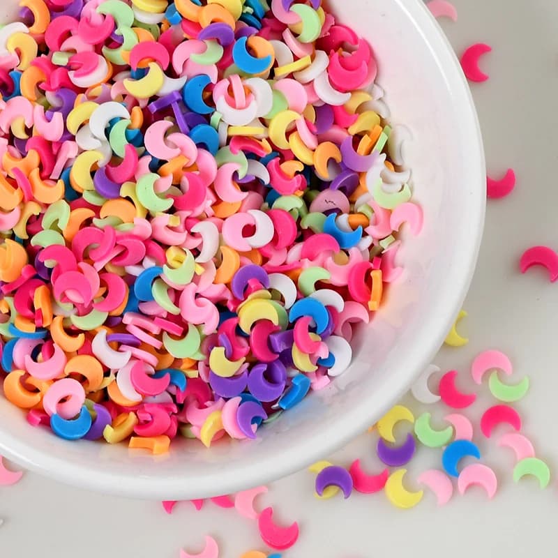 20 g/lotti 5mm Mix fette di luna polimero argilla calda cospargere Scrapbooking decorazione di arte del chiodo accessori di riempimento di melma di cristallo fai da te