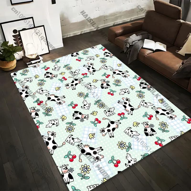 Printed carpets with playful design of cherries and flowers, 21 sizes, for yoga mats for adults, decorations for living room, customized zerbini