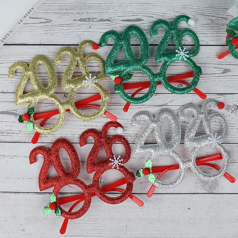 2026 Cornice per occhiali natalizi divertenti digitali per la decorazione del partito di Capodanno Forniture per cabina fotografica creativa Bomboniere regalo per bambini
