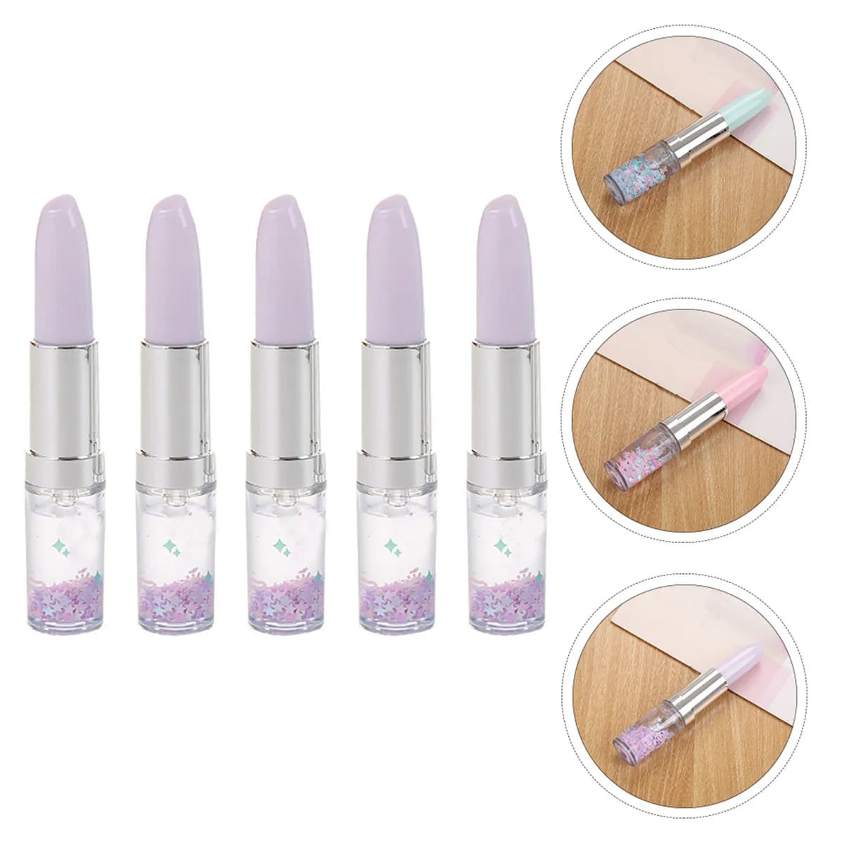 5 penne gel a forma di rossetto, design adorabile, facile da usare, ideali per compagni di classe, insegnanti, amici, compleanno