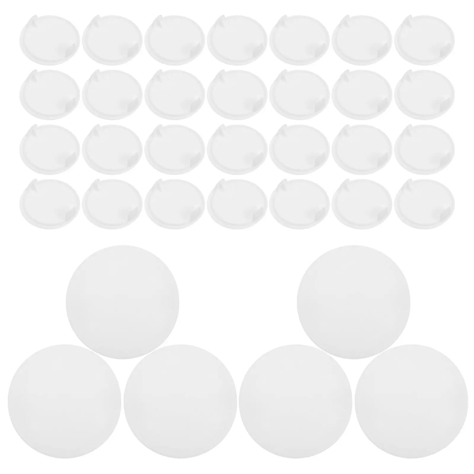 50 Pieces White Plastic Round Carpets for Furniture Holes, Hide Screw Holes on Tables, Chairs, Wardrobes, Liscia Finish, Reliable Mats