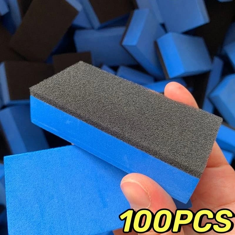100PCS Spugne per rivestimento in nano ceramica per vetro per auto Applicatore in spugna per rivestimento in ceramica Spugna quadrata blu e accessori per la pulizia del panno