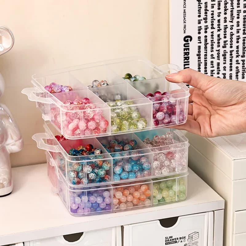 1/2/3/4/5 strati impilabile trasparente organizzatore scatola scomparto slot scatola di immagazzinaggio in plastica scrivania trucco gioielli accessori