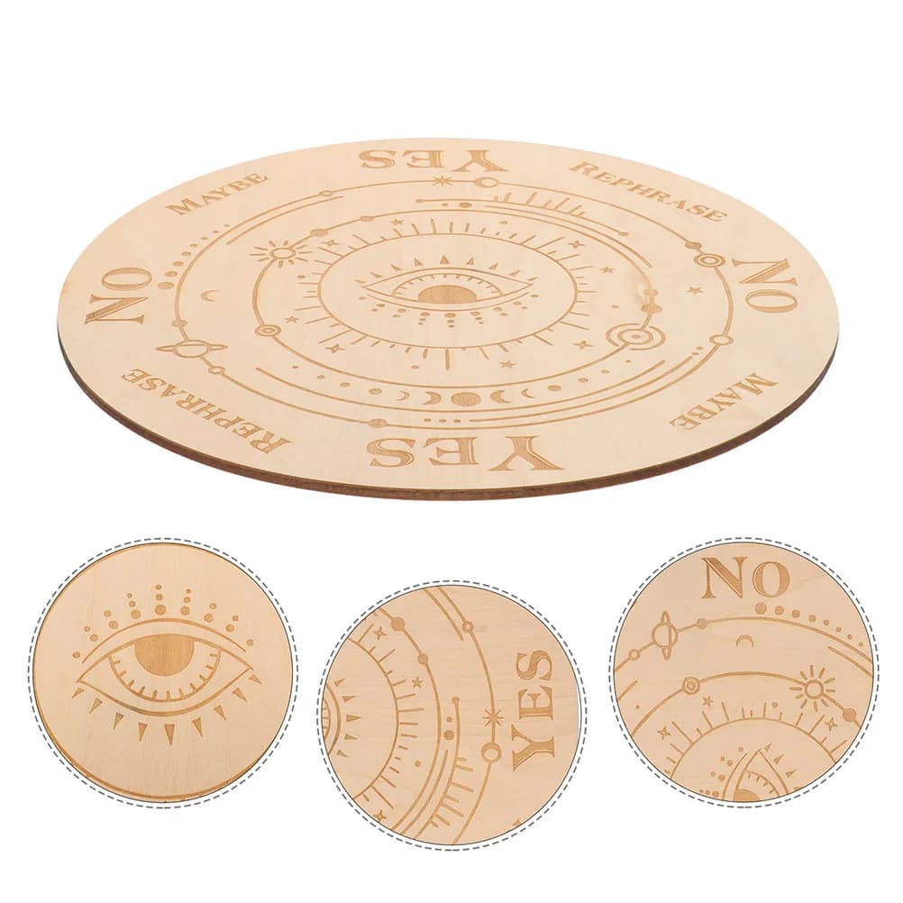 2Pcs Wooden Wicca Divination Boards Evil Eye Symbol Geometric Design Pendulum Board Home Decoration Spirit Supplies