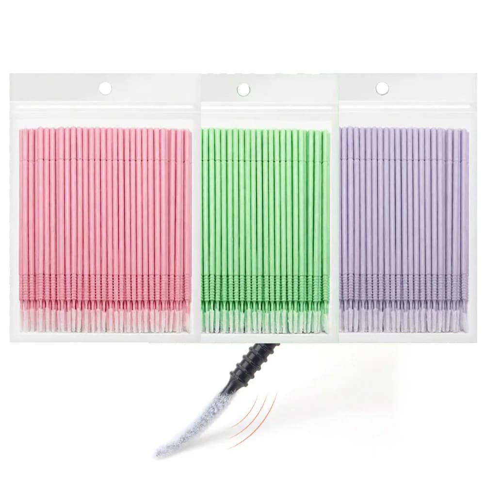 500 pz. Spazzolini/Applicatori per la Pulizia delle Extension Ciglia, Punta Lunga/Corta, Strumento per la Rimozione della Colla per Lash Lift, Micro Pennelli per il Trucco