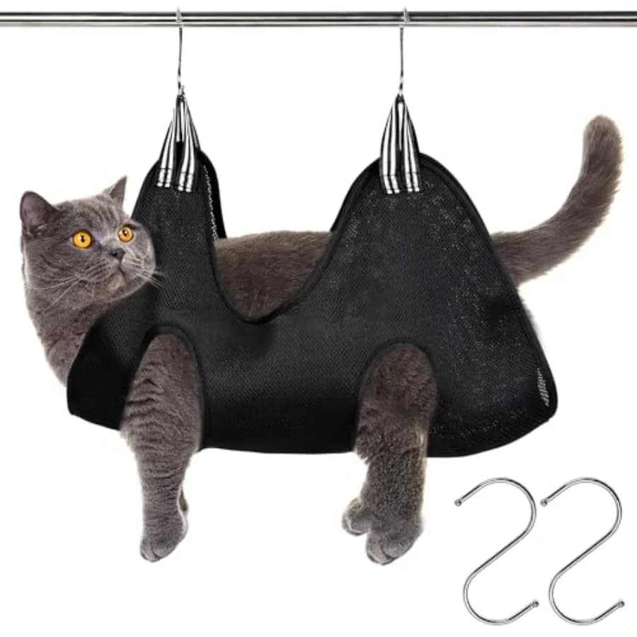 Amaca per toelettatura animali domestici per gatti Cani Imbracatura per appendere cani in rete traspirante per il rifinitura Toelettatura Bagno Include ganci a S Comfor
