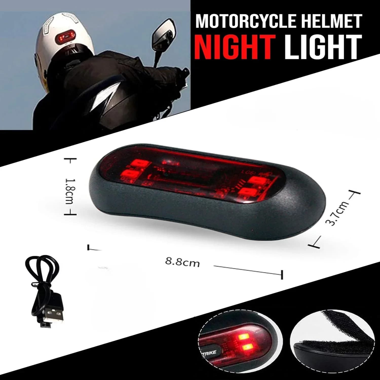 Bicycle helmet light waterproof night guide safety rear light LED bike bike helmet light rechargeable battery