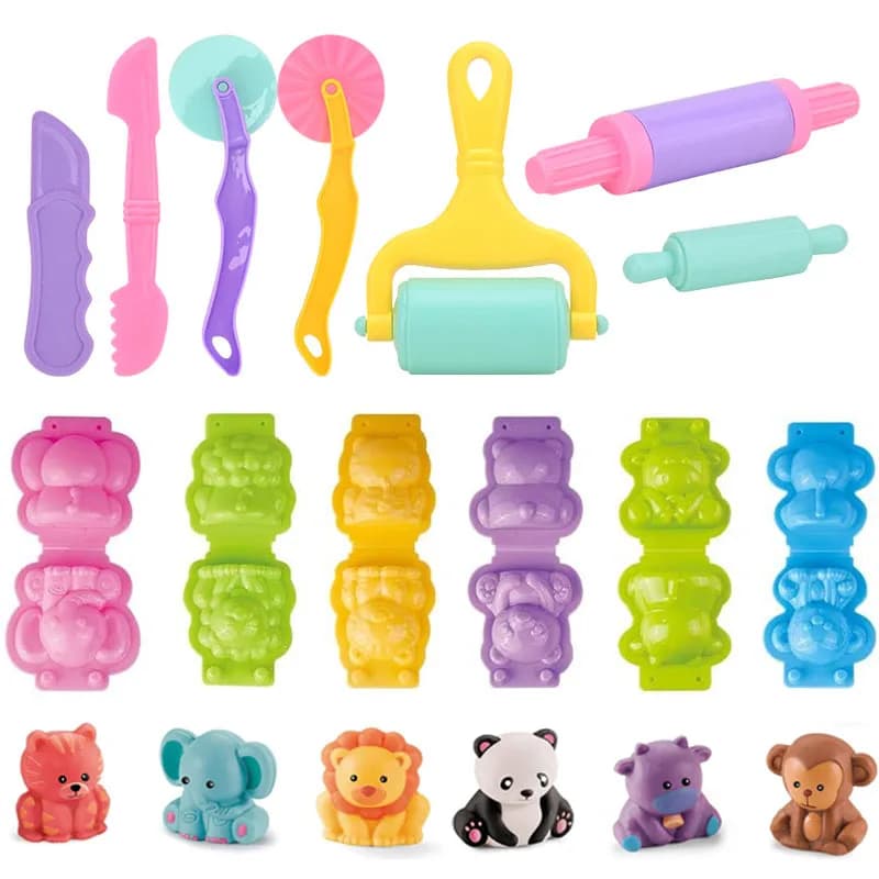 Stampi per impasto da gioco per animali 3D cartoni animati Strumenti di creazione fai-da-te per bambini Piccoli Vari stampi per animali Mattarelli Accessori per impasto in argilla