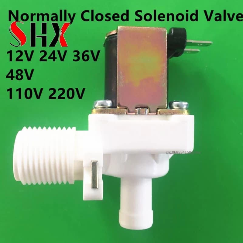 Valvola Solenoide Verticale Normalmente Chiusa 12V DC 12V 24V 36V 48V AC 110V 220V, Ingresso Acqua 1/2" Maschio, Uscita Valvola Tubo 12mm
