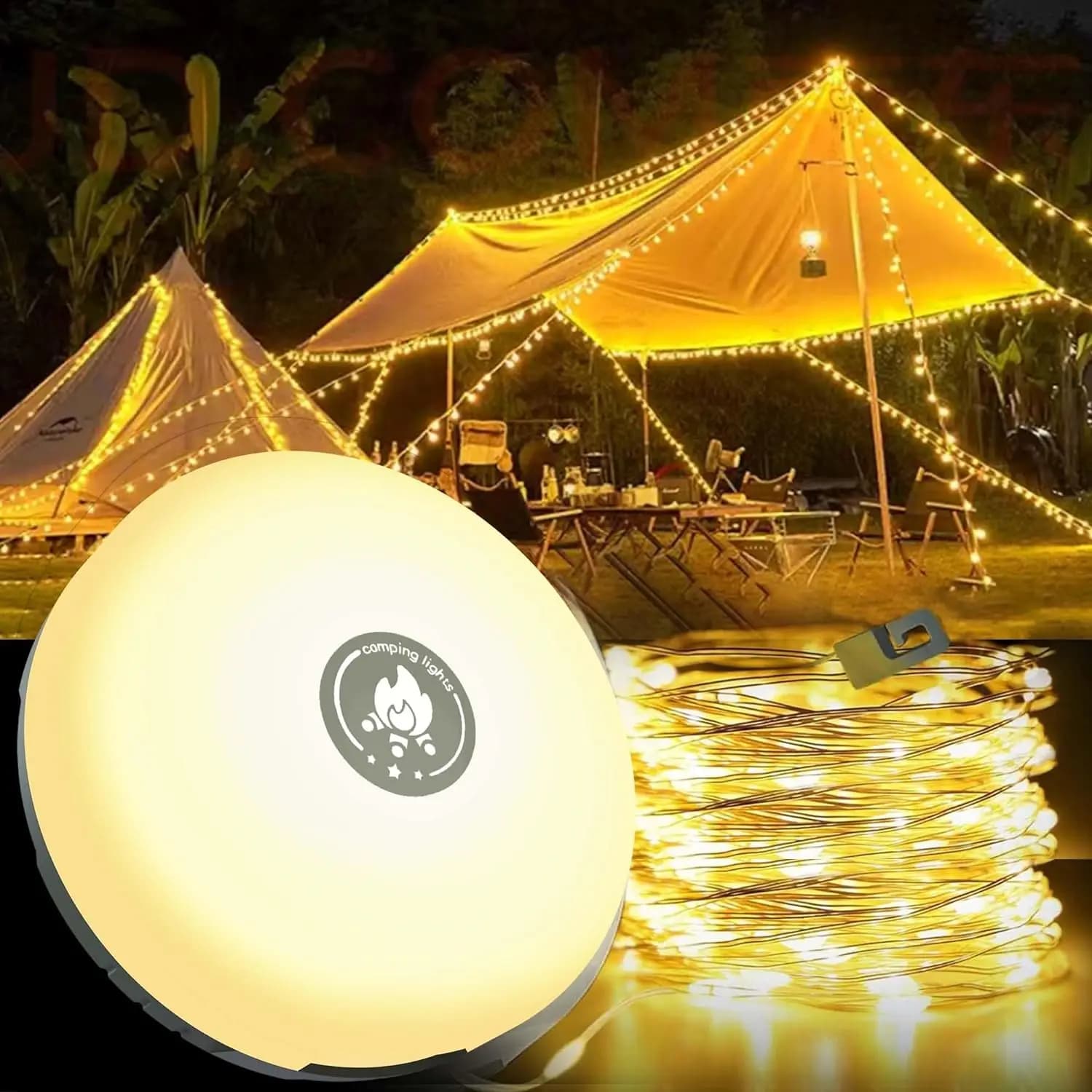 Lanterna da campeggio tende lampada striscia solare/USB ricaricabile luce portatile escursionismo esterno notte lampada a sospensione decorazione del giardino stanza