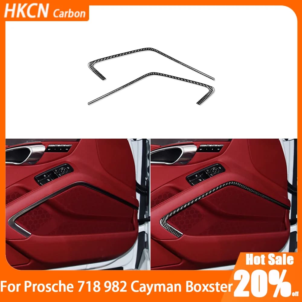 Car Accessories Carbon Fiber Interior Door Decorative Strip Interior Cover Trim Wall decal modified for Porsche 718 982 Cayman Boxster