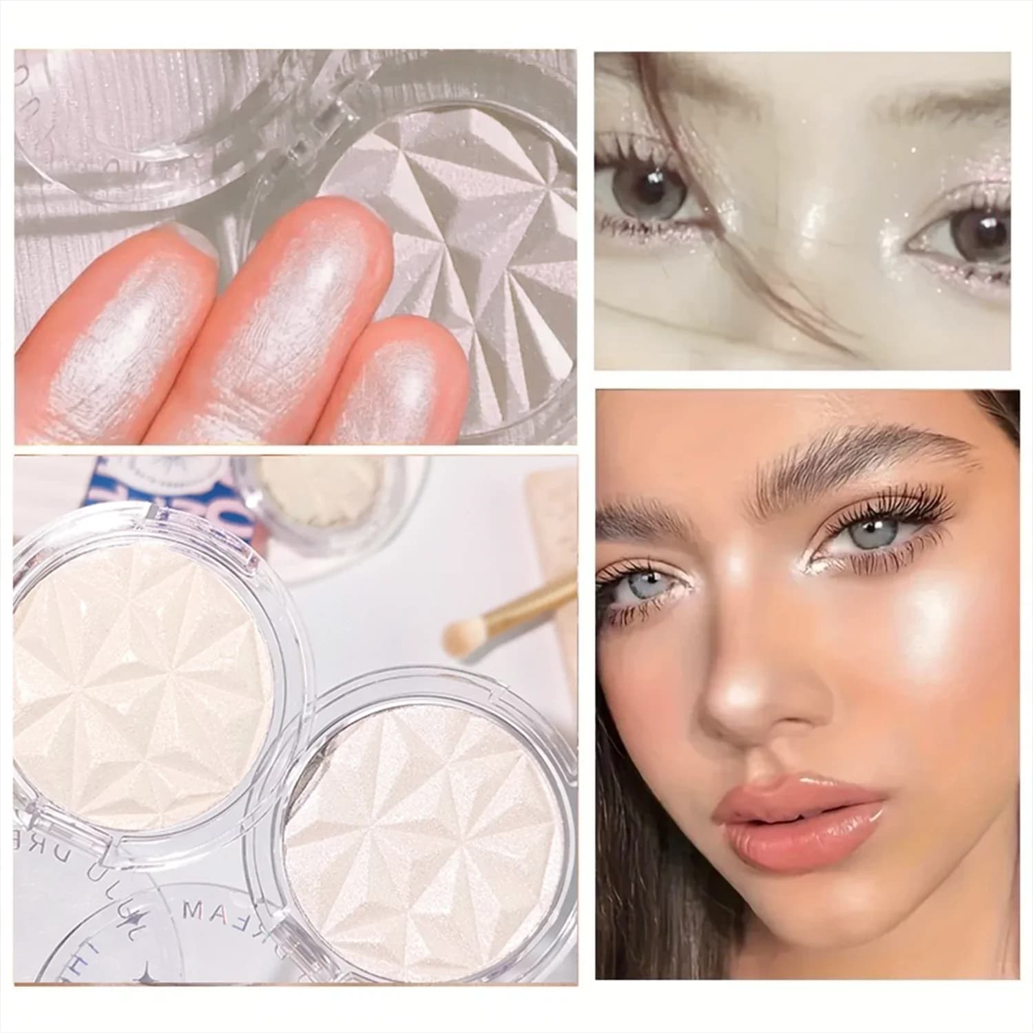 Evidenziatore Shimmer Diamond Glow – Tavolozza a 2 colori per contorno, illumina, pelle radiosa, strumento essenziale per il trucco di festival e feste