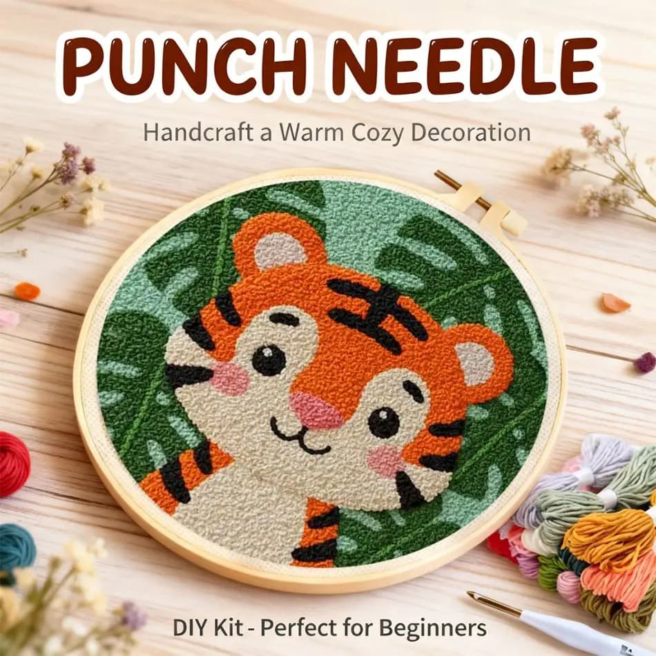 CHENISTORY Animal Punch Needle Kit Original Gifts Diy Gift Animal Punch Needle Kit Wall Art Handmade Crafts Diy Kits