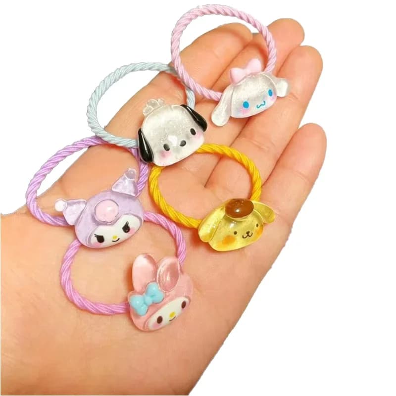 10 pezzi Hello Kitty piccoli elastici Sanrio personaggio anime Kulomi piccoli accessori per corde per capelli regalo di festa per ragazza