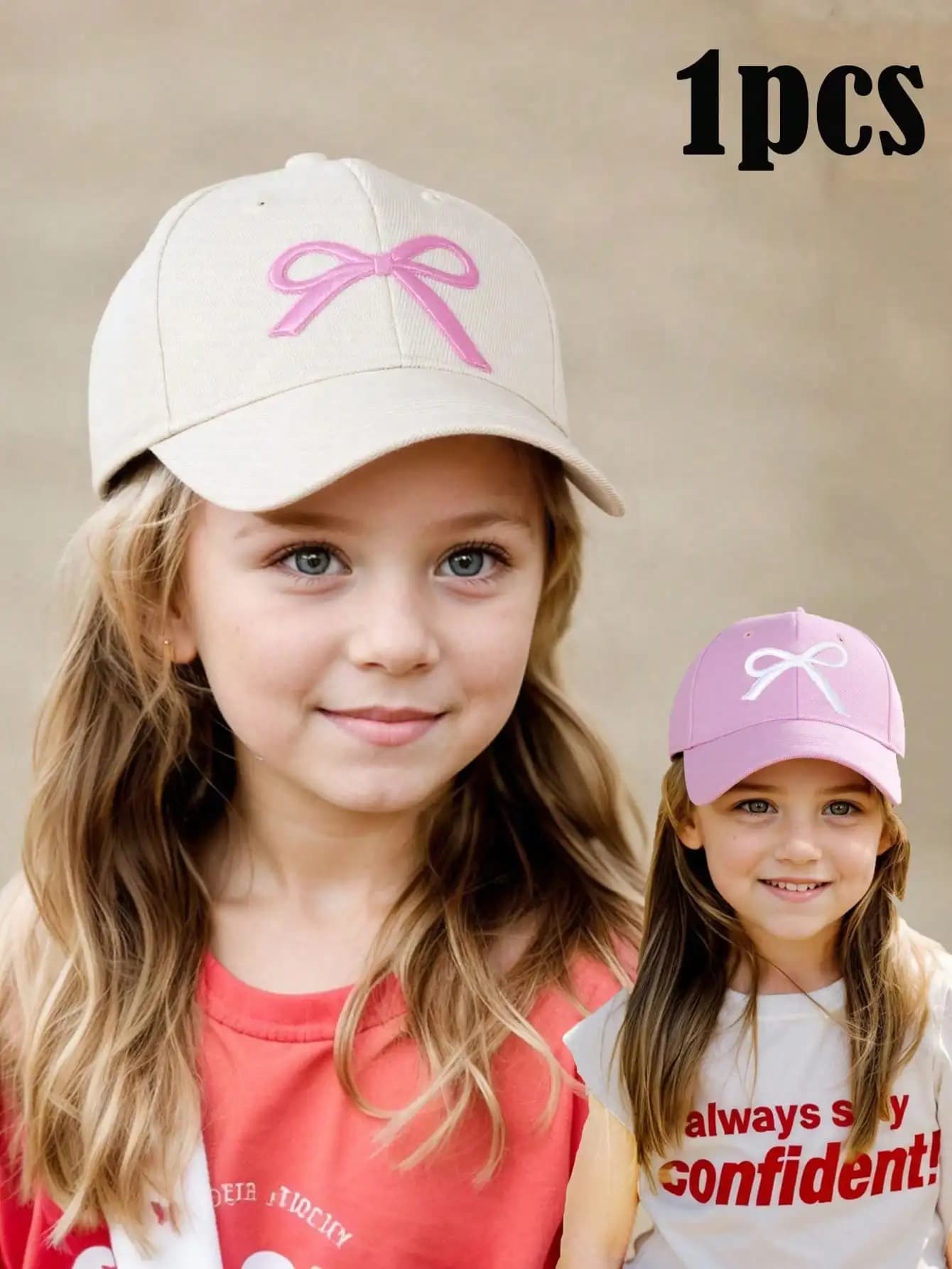 1Pc 3-8Y Girls Embroidery Bow Baseball Cap All Season Casual Sun Hat Outdoor Headwear